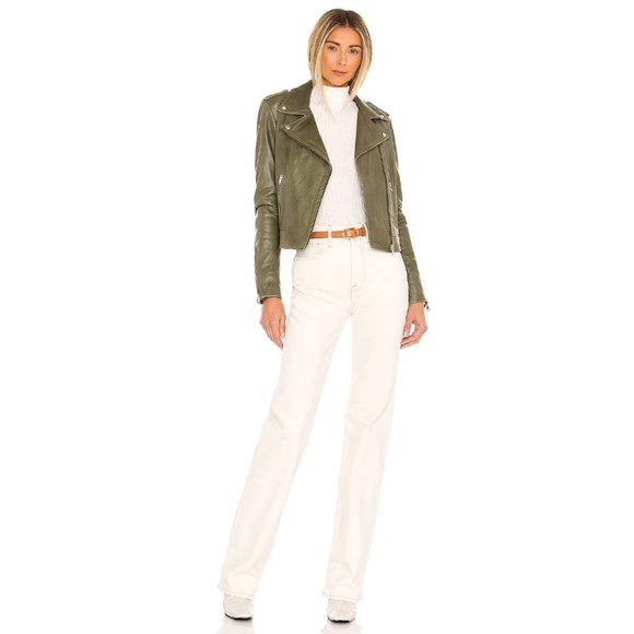 LAMARQUE Donna 21 Jacket In Vetiver Leather Biker Moto Jacket Casual sz S - Picture 4 of 16